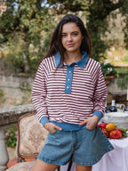 Pink Striped Oversized Polo