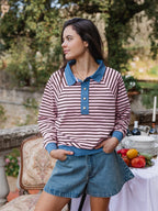 Pink Striped Oversized Polo