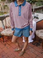 Pink Striped Oversized Polo
