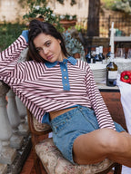 Pink Striped Oversized Polo