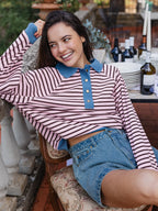 Pink Striped Oversized Polo