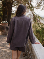 Brown Oversized Linen Blouse