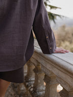 Brown Oversized Linen Blouse
