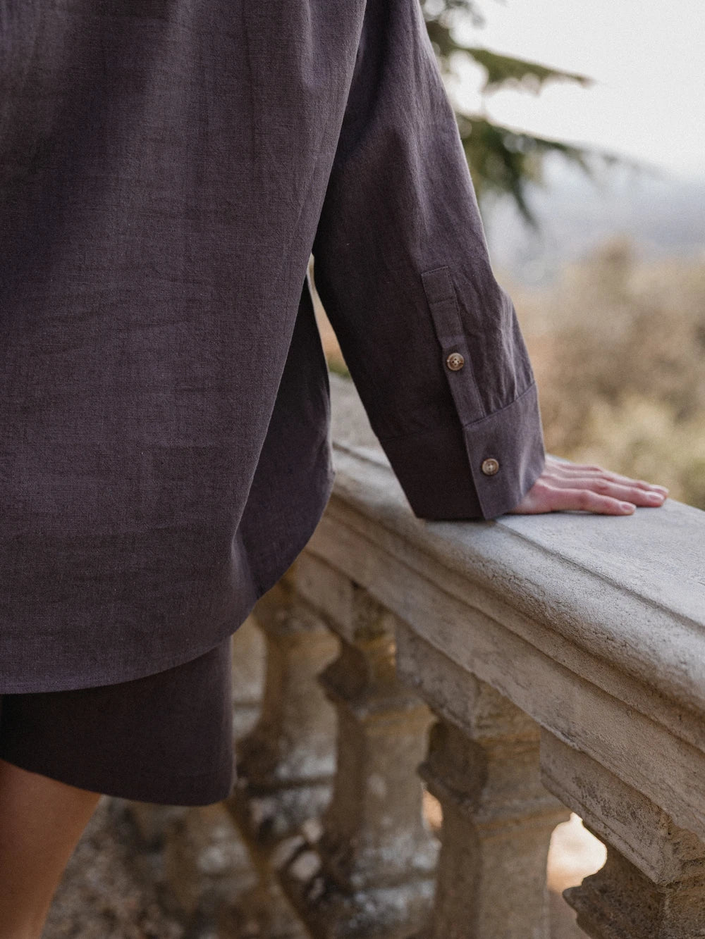 Brown Oversized Linen Blouse