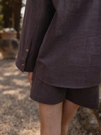 Brown Oversized Linen Blouse