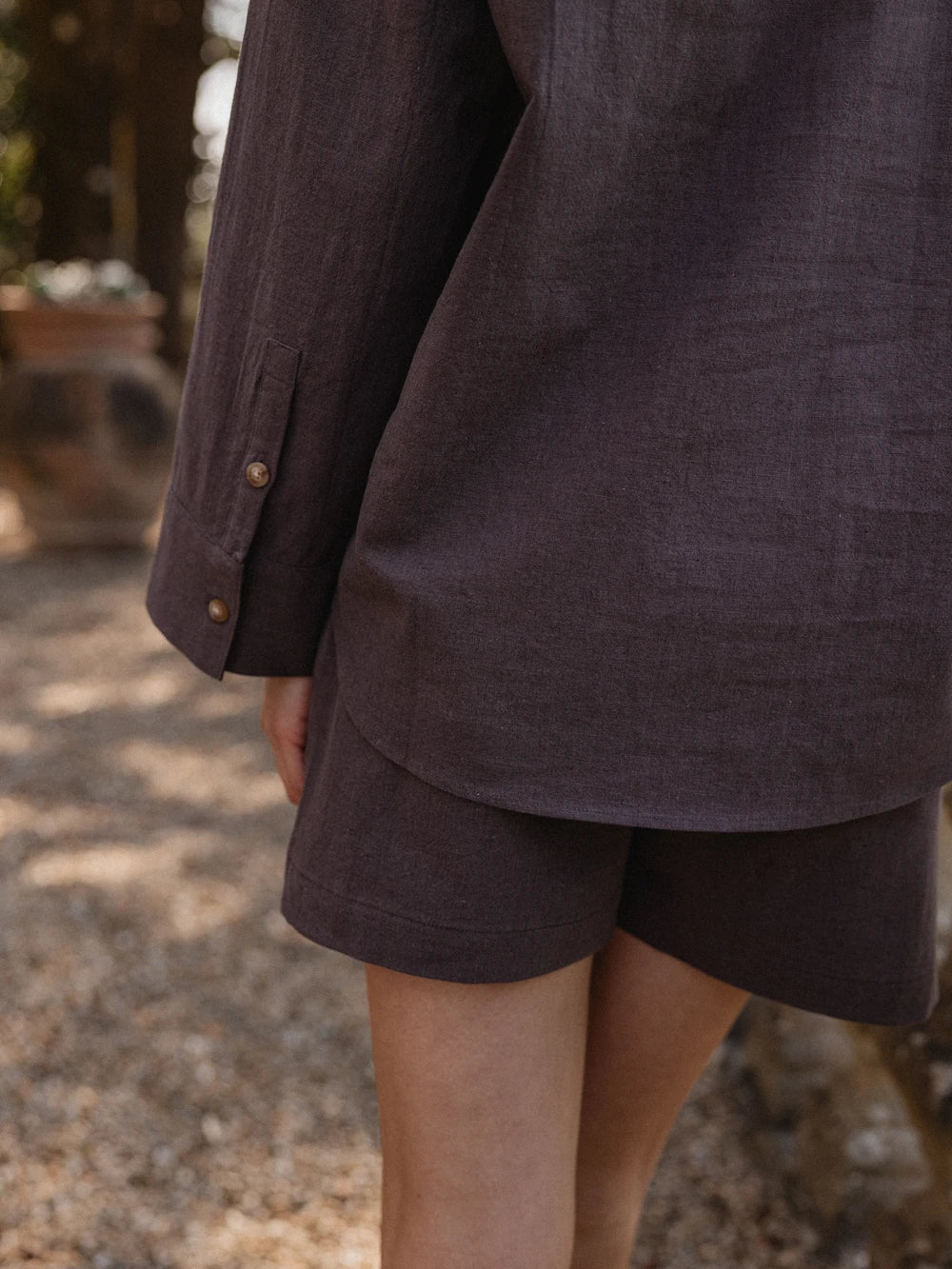 Brown Oversized Linen Blouse