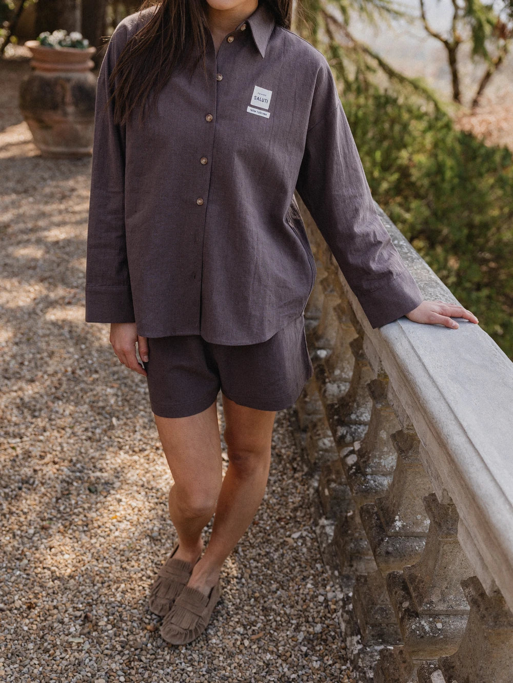 Brown Oversized Linen Blouse