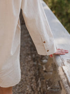 Beige Oversized Linen Blouse