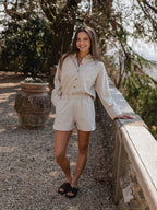 Beige Oversized Linen Blouse