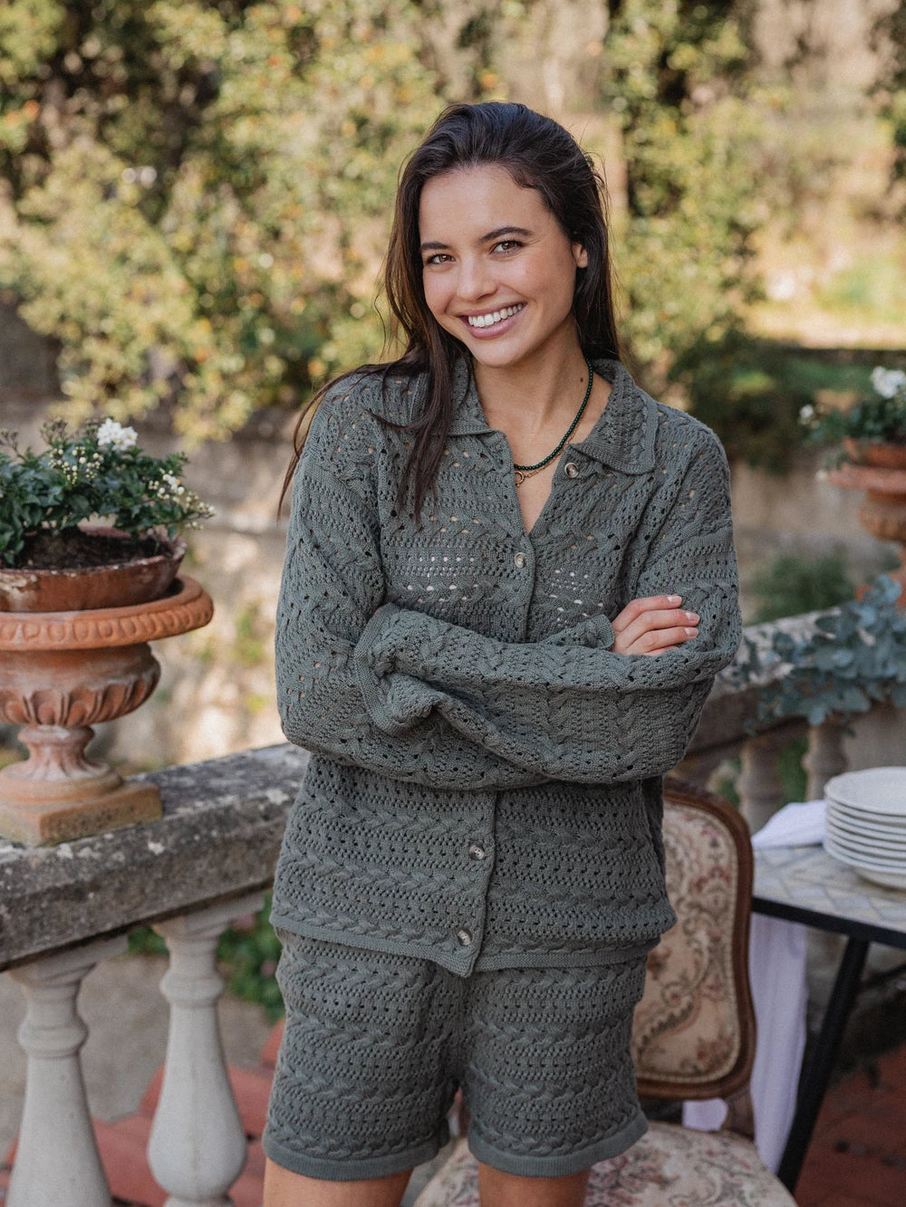 Green Crochet Cardigan