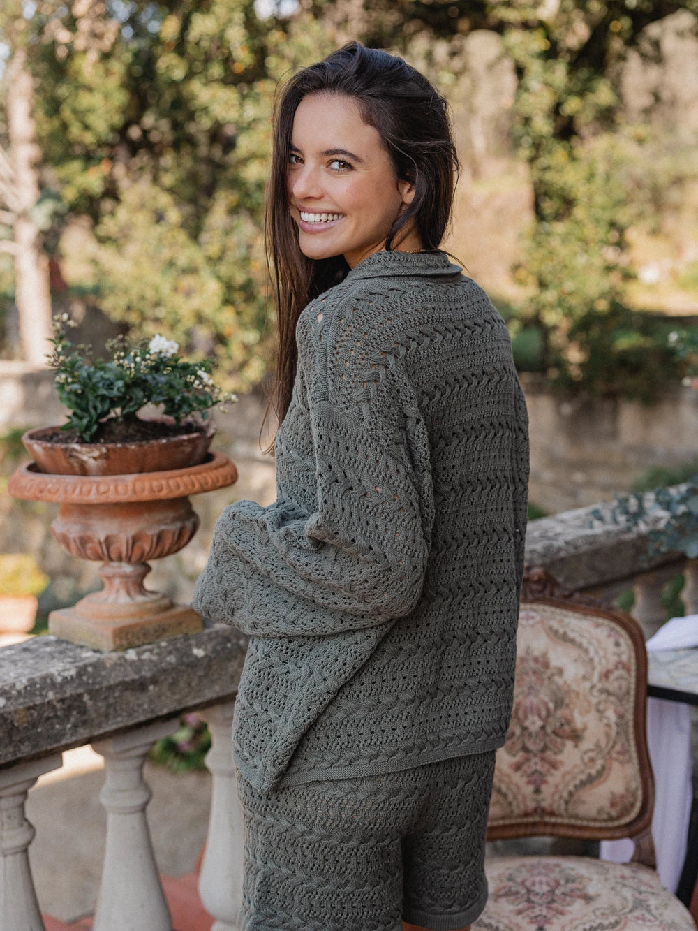 Green Crochet Cardigan