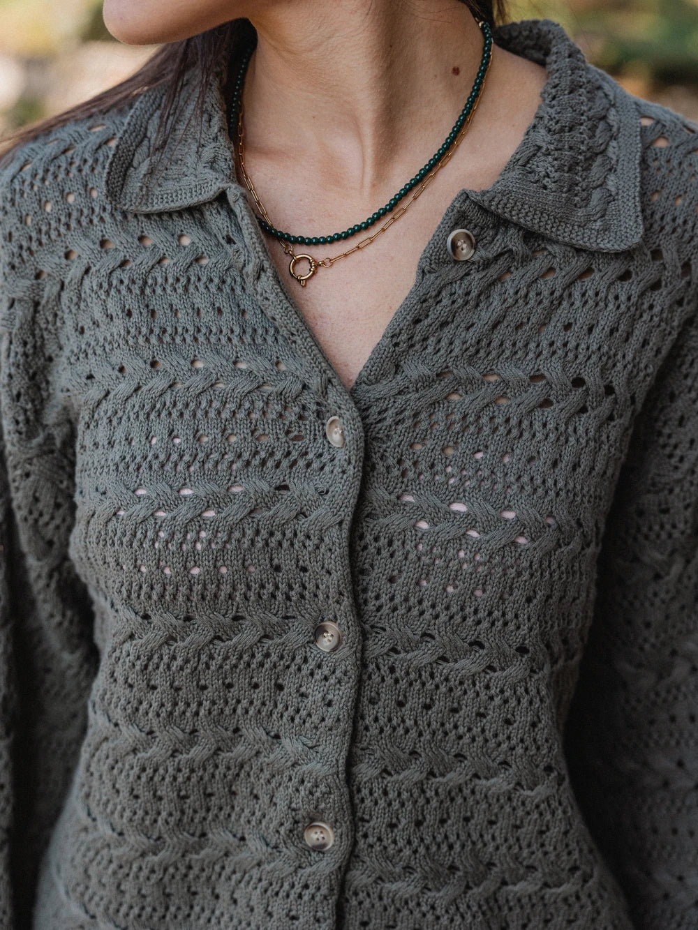 Green Crochet Cardigan