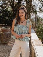 Green Gingham Ruches Top