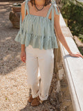 Green Gingham Ruches Top