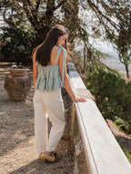 Green Gingham Ruches Top