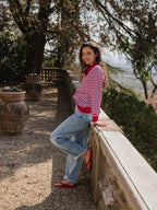 Red Striped Oversized Polo