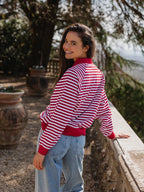 Red Striped Oversized Polo
