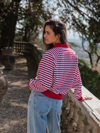 Red Striped Oversized Polo