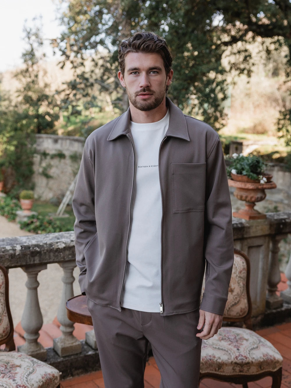 Taupe Classic Zip Overshirt