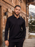 Black Jersey V-Neck Polo
