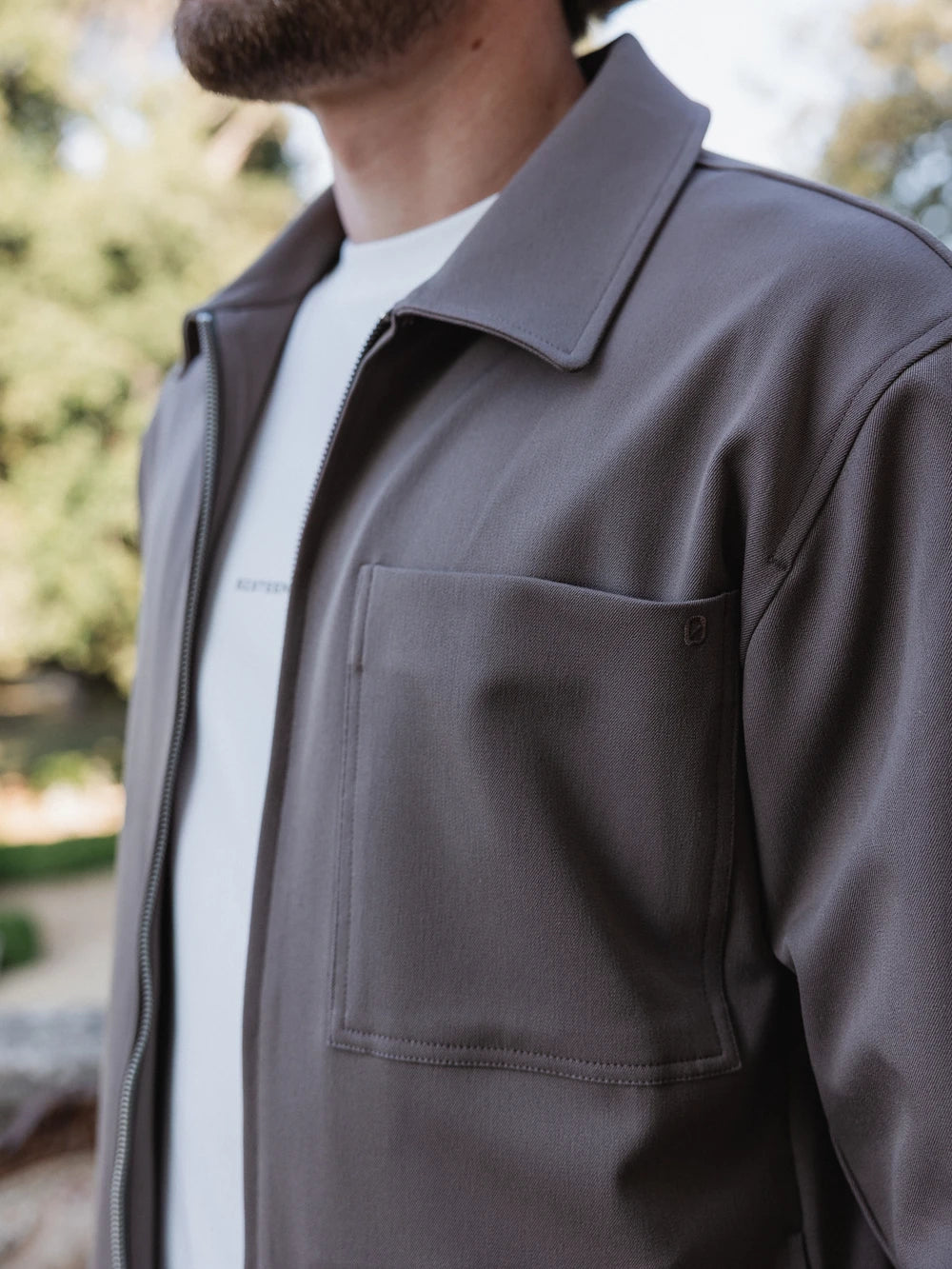 Taupe Classic Zip Overshirt