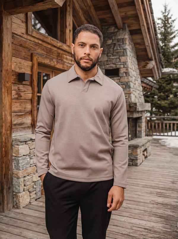 Olive Jersey V-Neck Polo