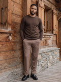 Brown Wool Crewneck Pullover