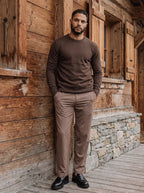 Brown Wool Crewneck Pullover