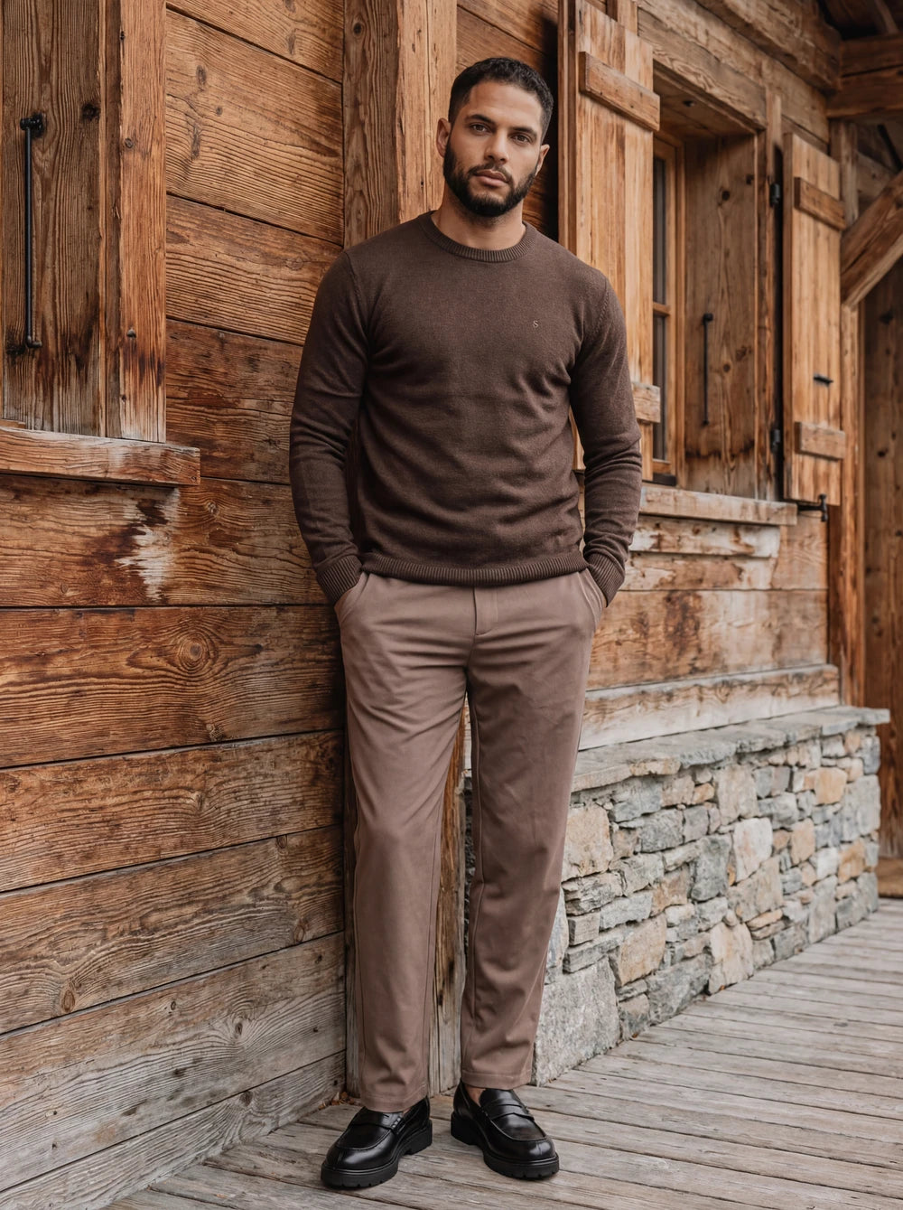 Brown Wool Crewneck Pullover