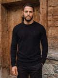 Black Wool Crewneck Pullover