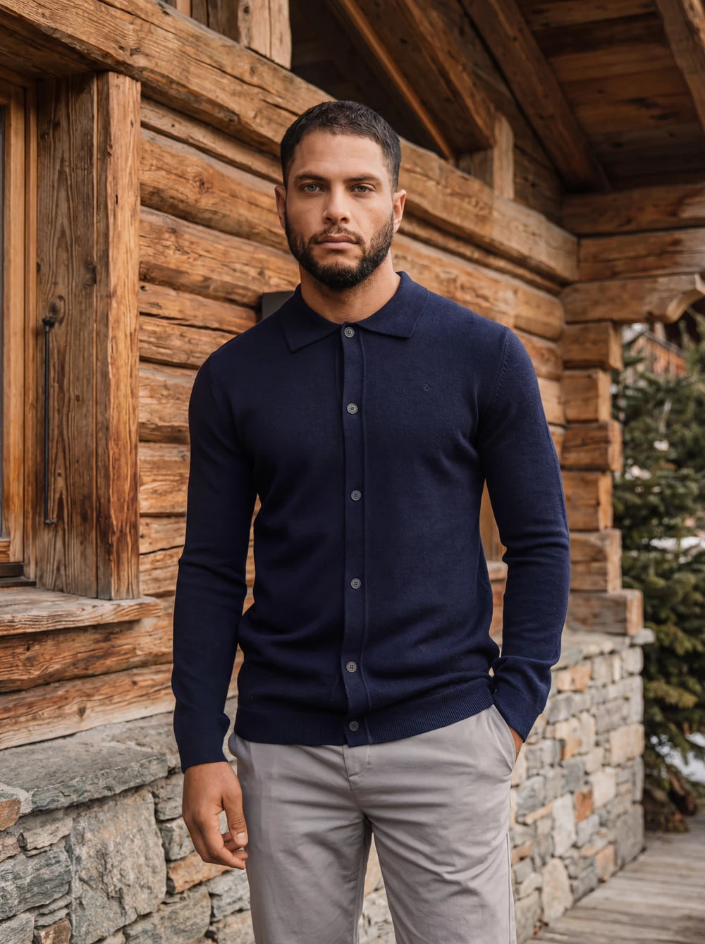 Navy Wool Cardigan