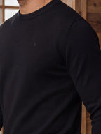 Black Wool Crewneck Pullover