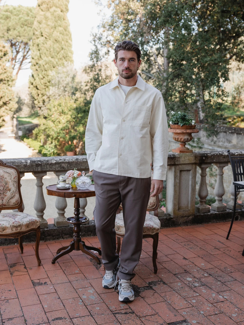 Cream Structured Overshirt