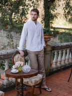 Beiges Streifen-Henley-Shirt