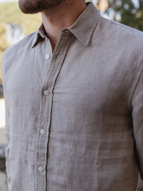 Lichtbruin Linnen Shirt