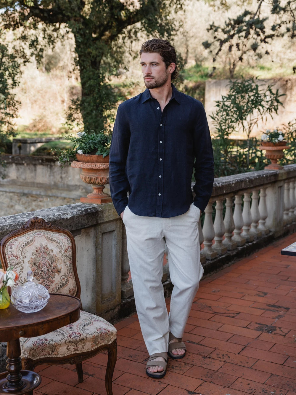 Navy Linen Shirt