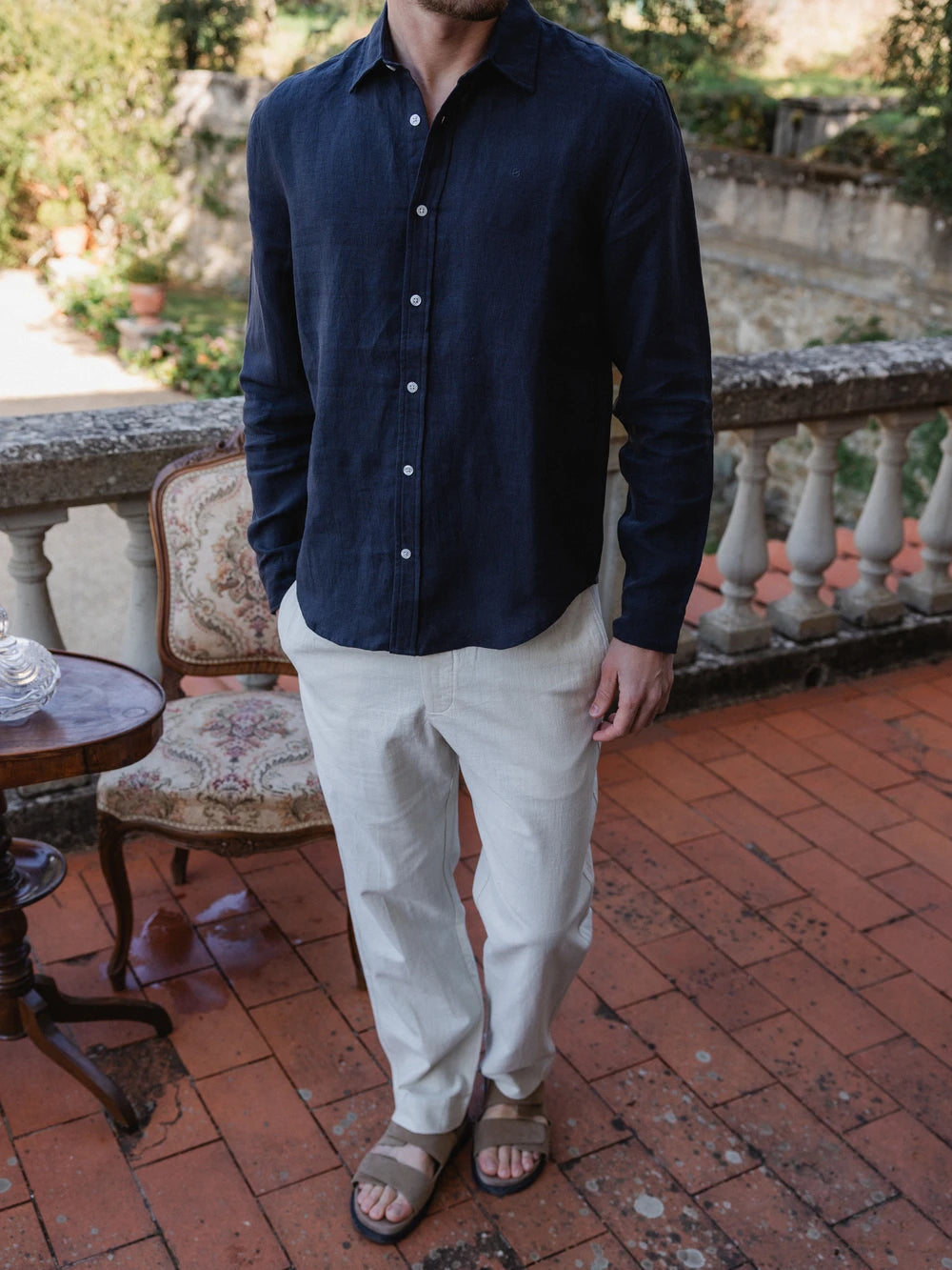 Navy Linen Shirt