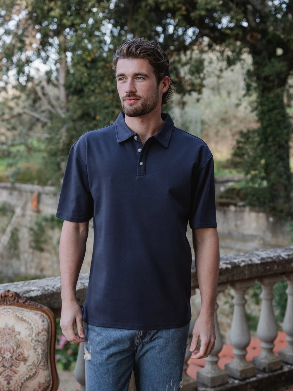 Dark Grey Relaxed Polo
