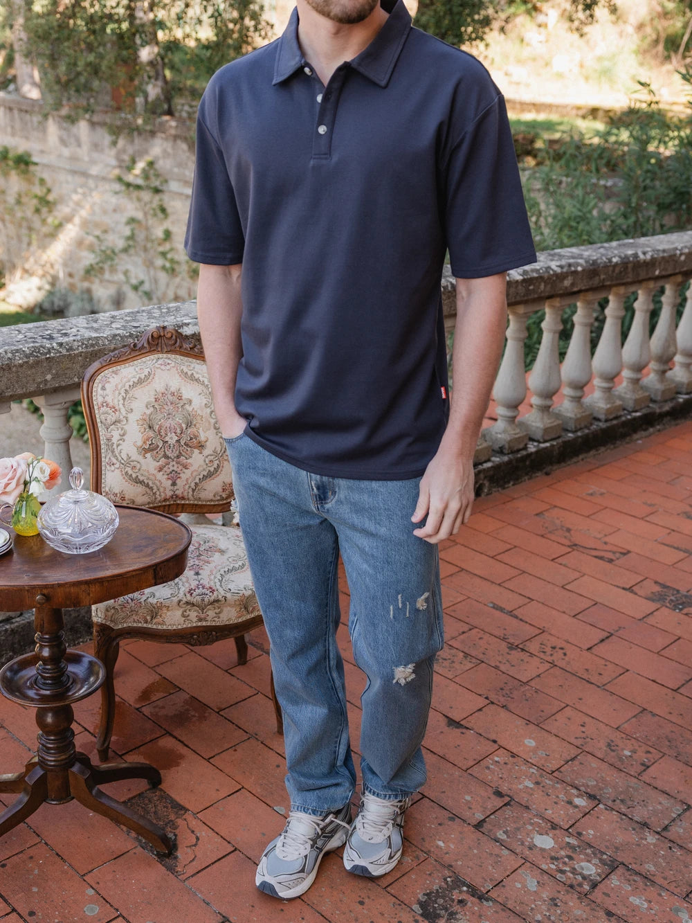Dark Grey Relaxed Polo