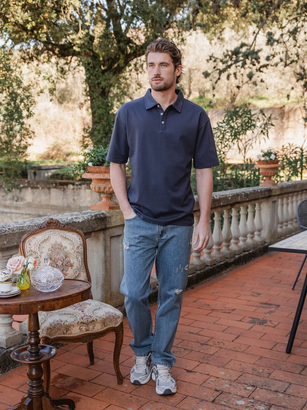 Dark Grey Relaxed Polo