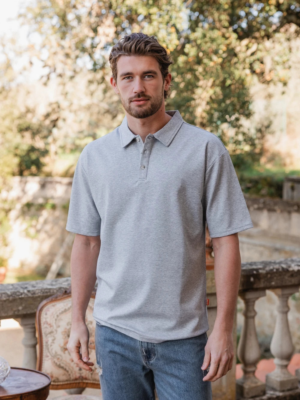 Grey Relaxed Polo