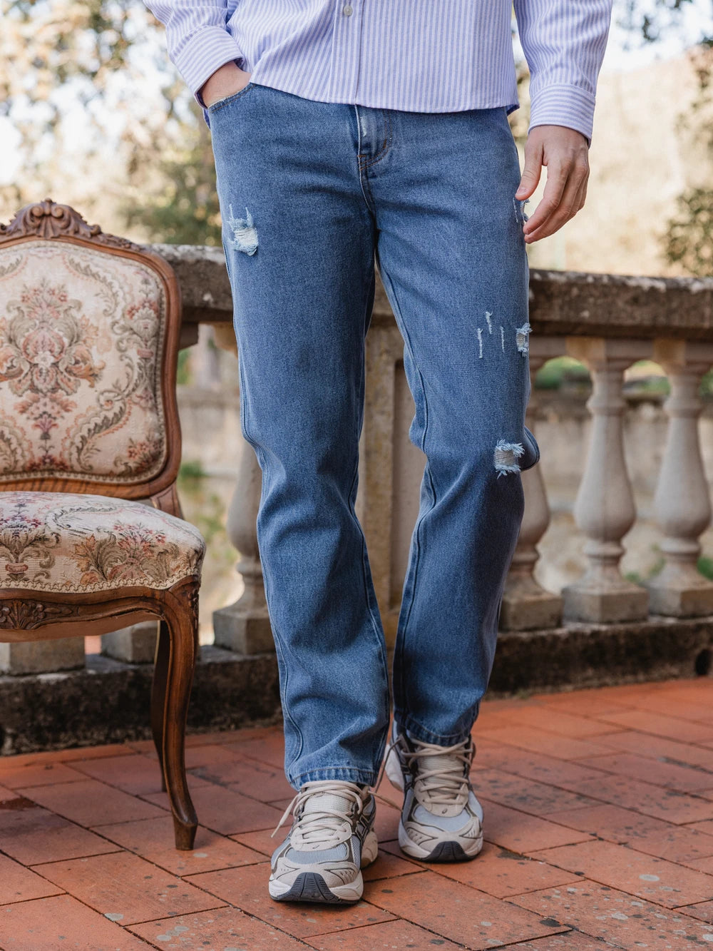 Blue Distressed Denim Jeans