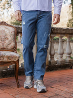 Blue Distressed Denim Jeans