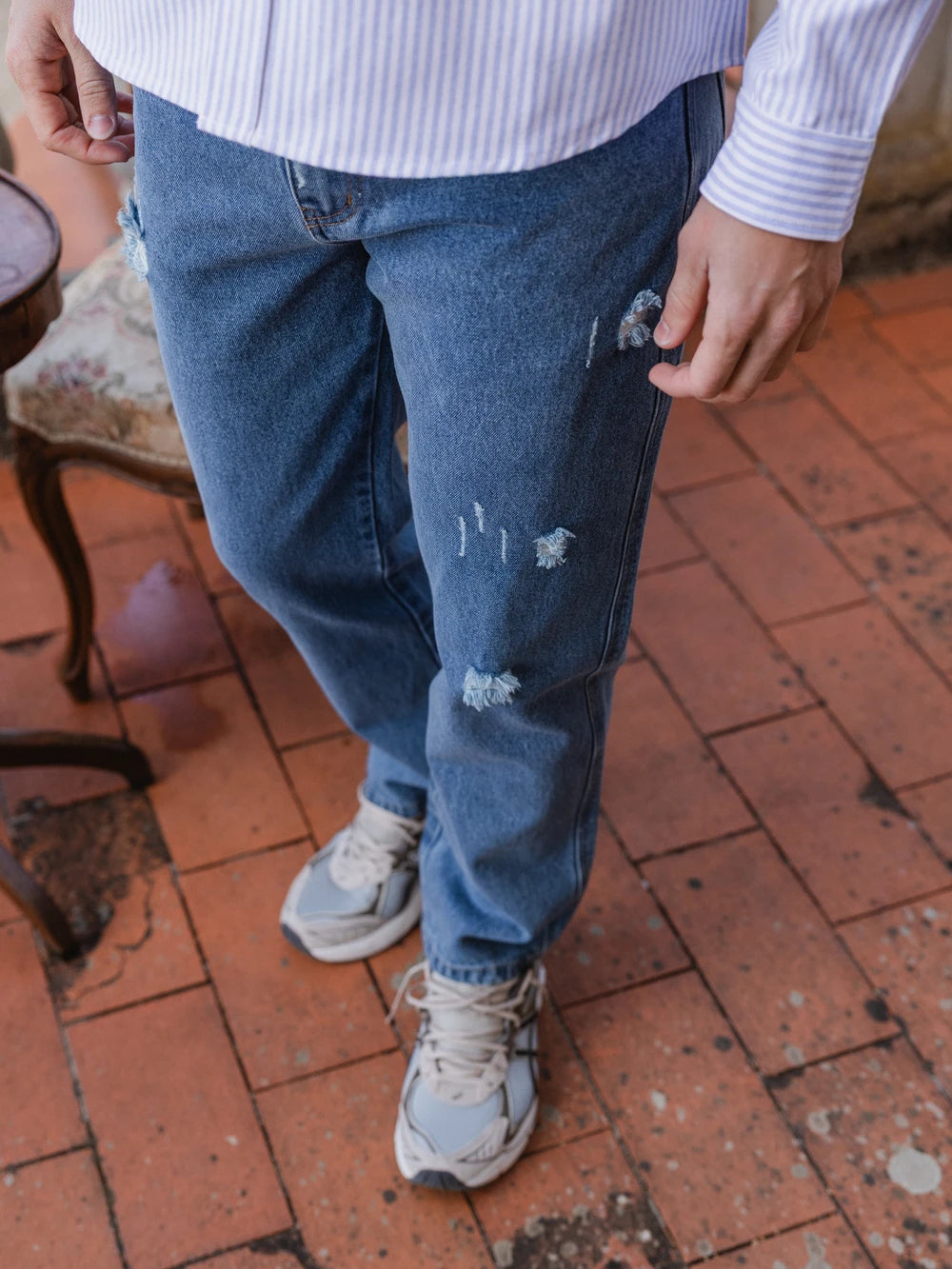Blue Distressed Denim Jeans