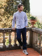 Henley-Shirt mit breiten schwarzen Streifen