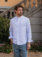 Light Blue Stripe Henley Shirt
