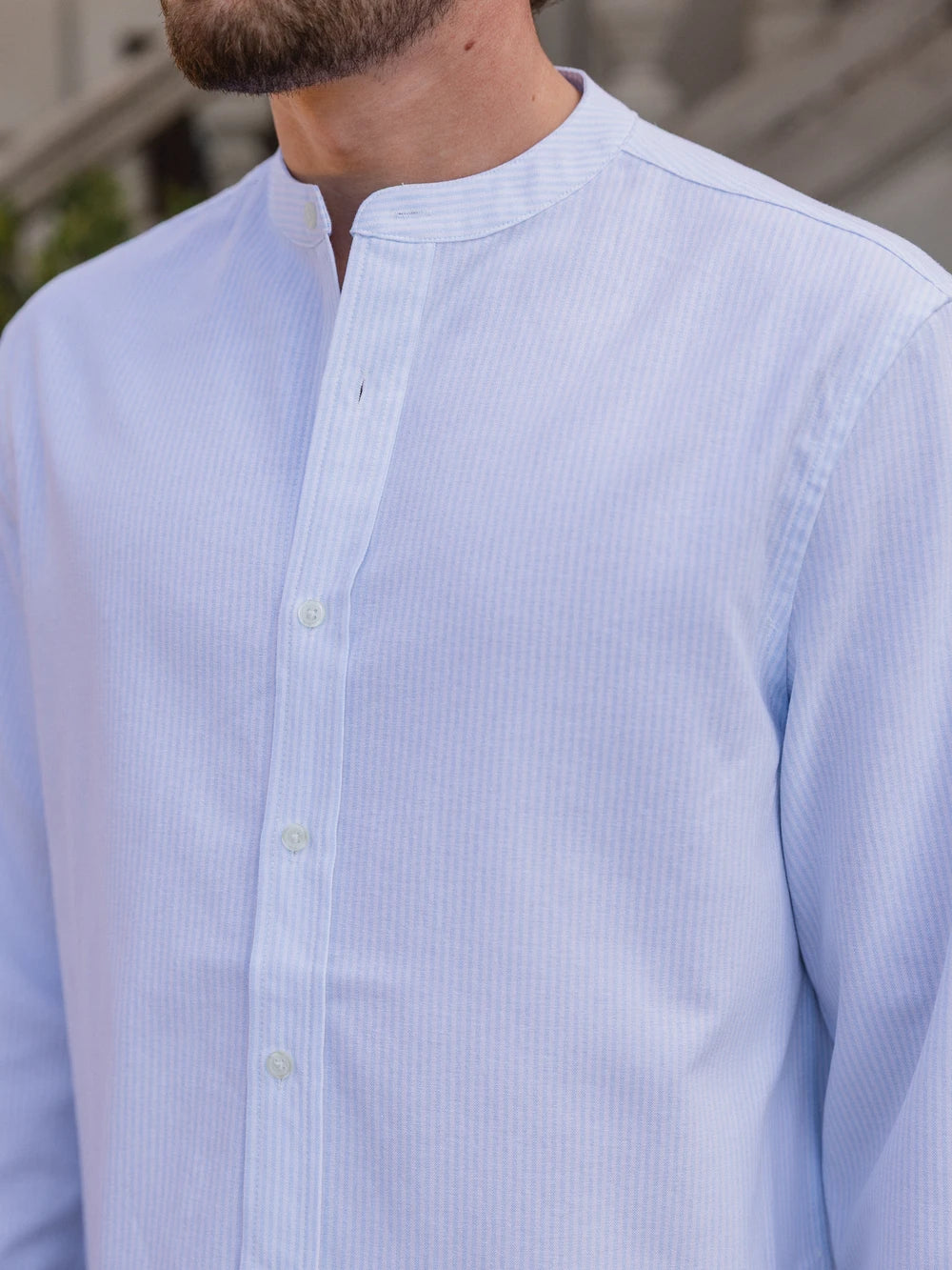 Light Blue Stripe Henley Shirt