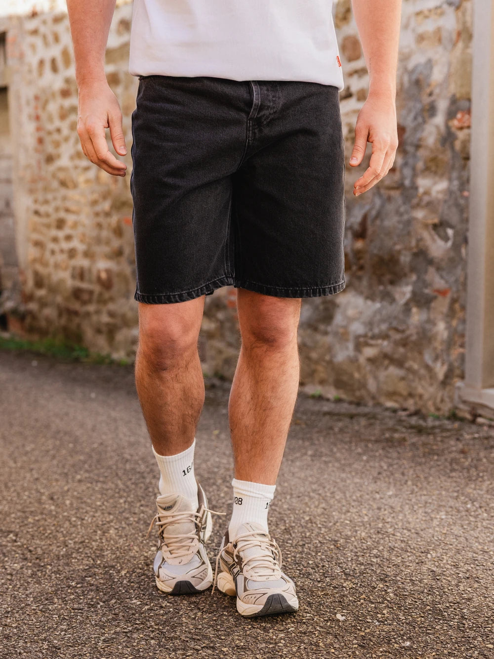 Washed Black Denim Short