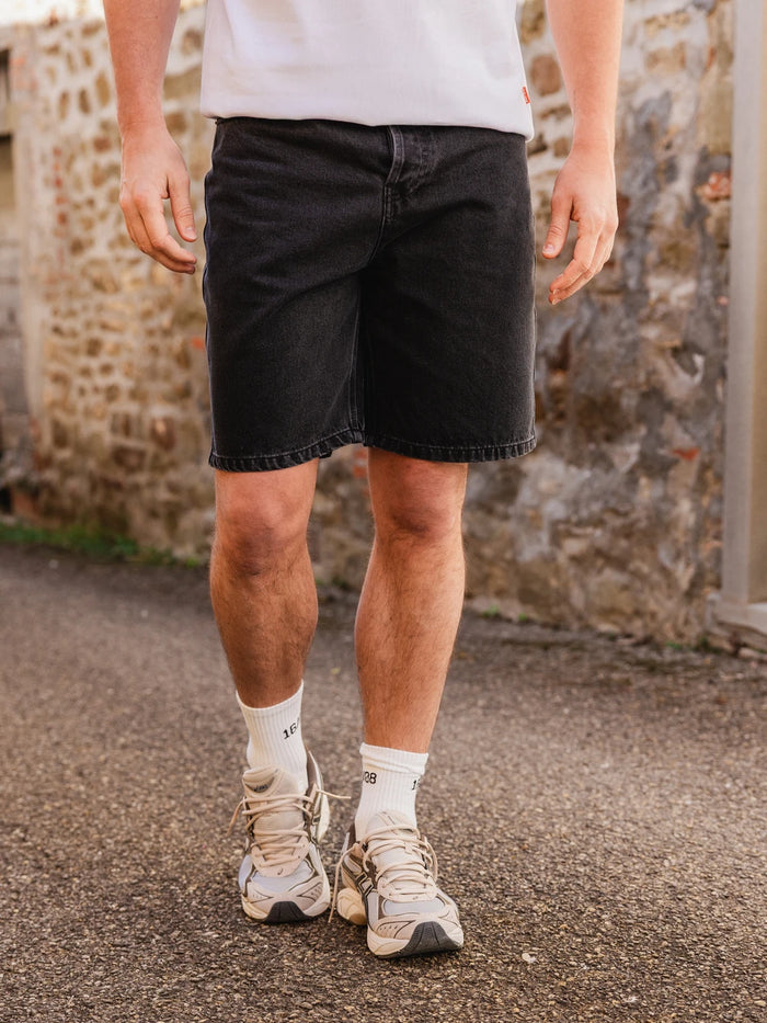Washed Black Denim Short