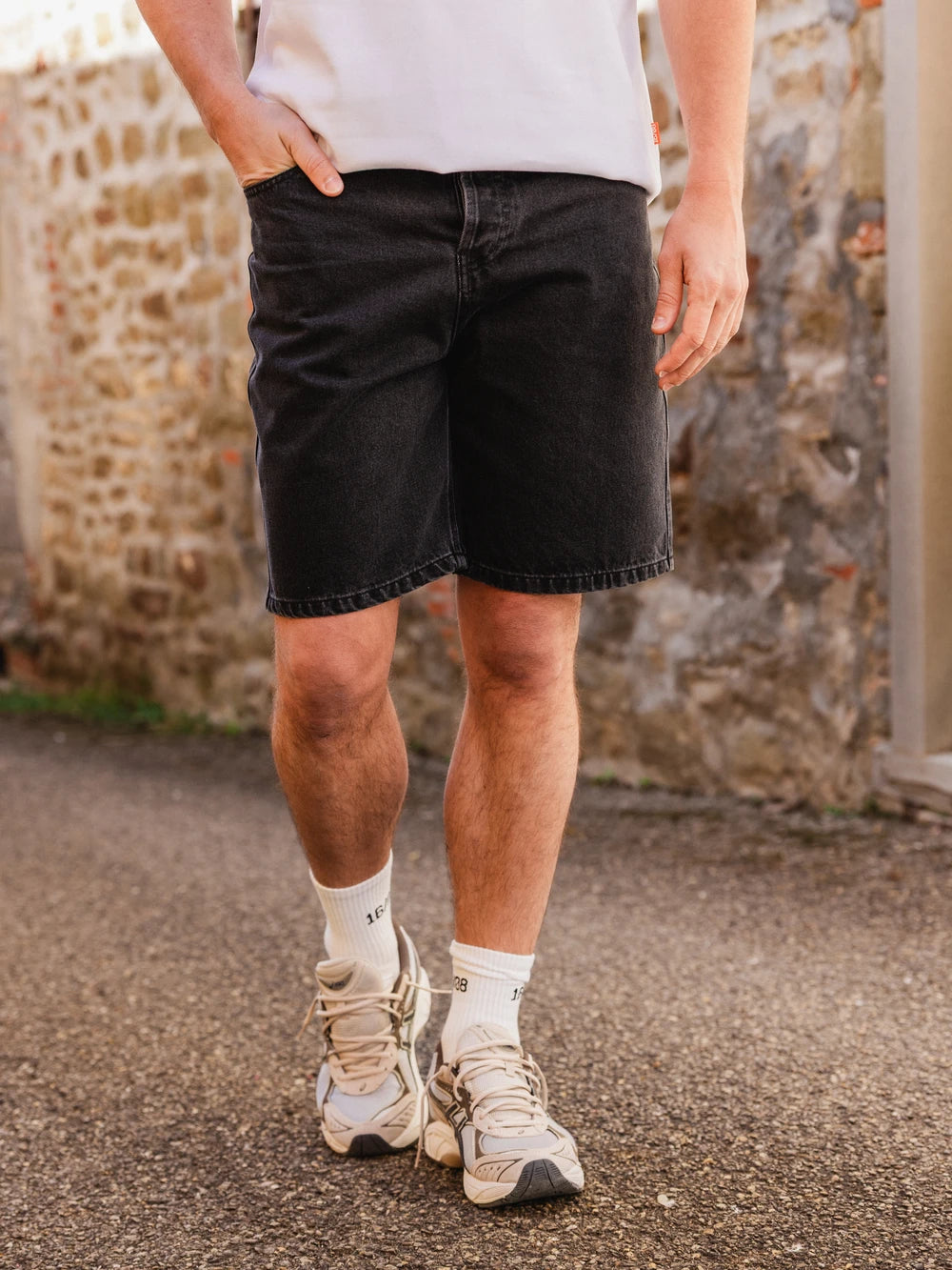 Washed Black Denim Short